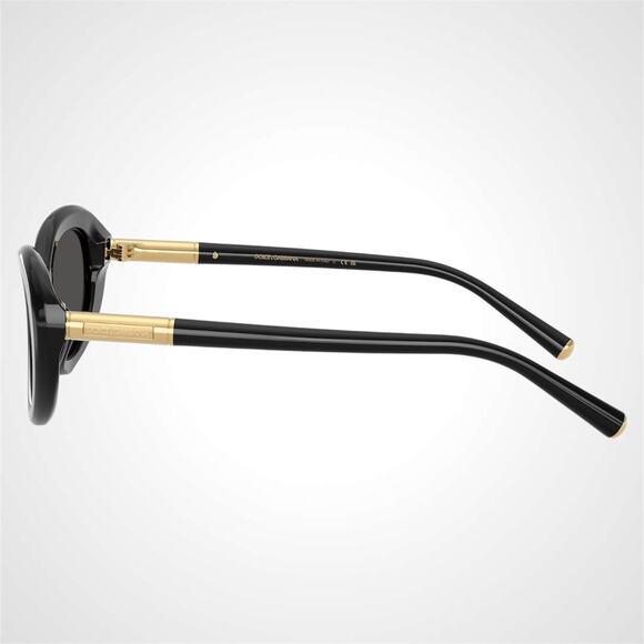 New Dolce & Gabbana Sunglasses Black Oval Cat Eye Gold Metal Logo 54-18 - Picture 3 of 6